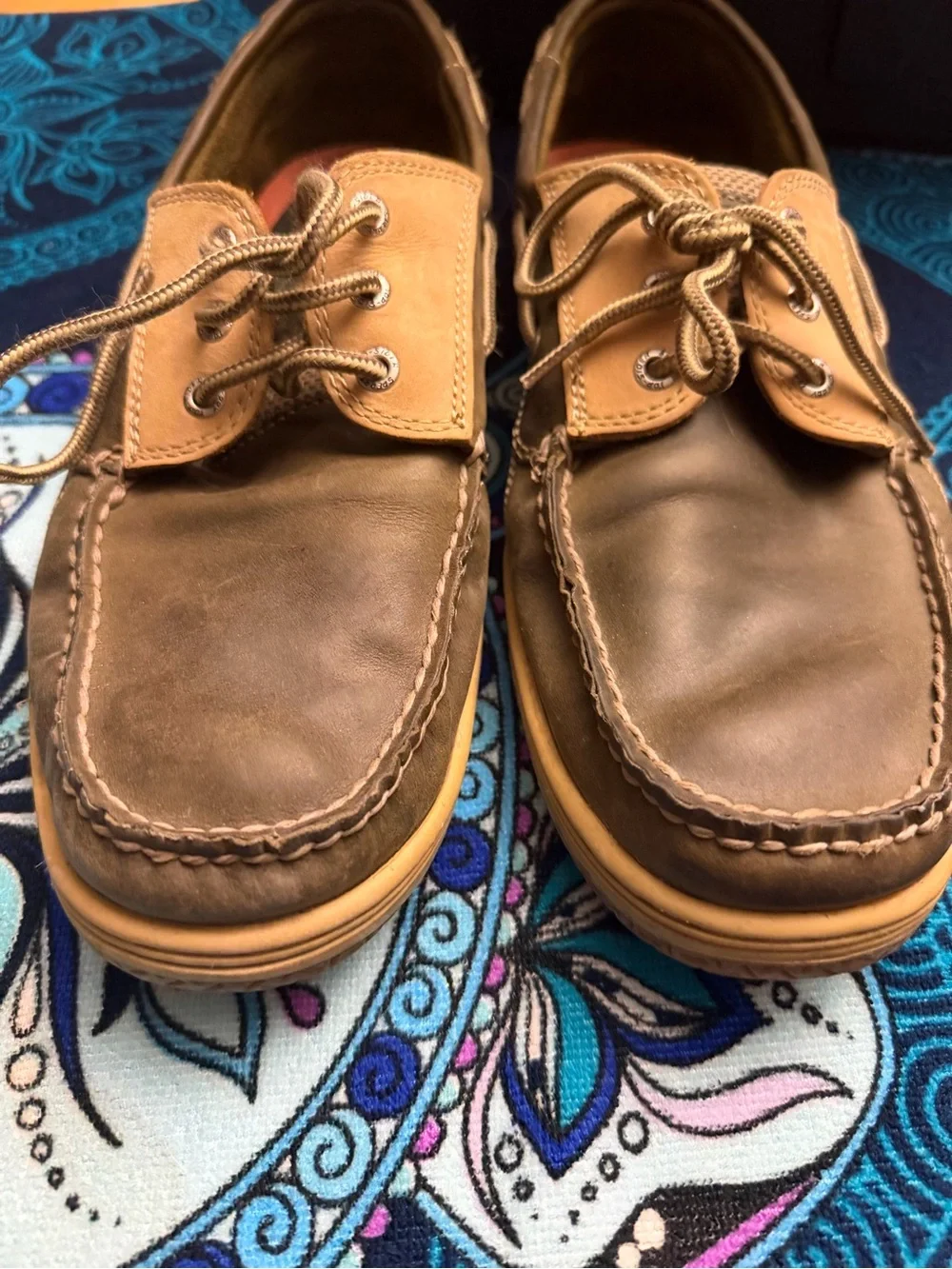 Sperry Two-Tone Brown Leather Moccasin Boat Shoes
